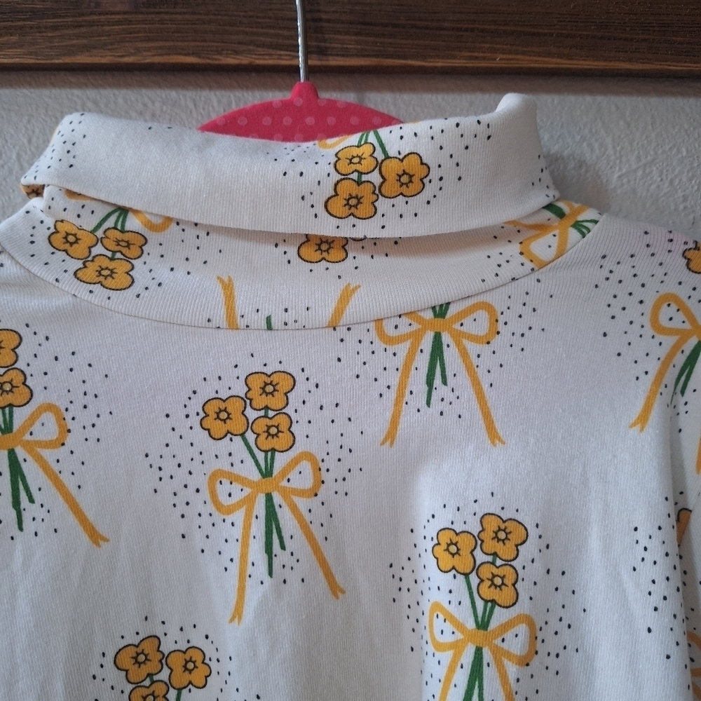 Mini Rodini Girls Bows And Bouquets Long Sleeve Turtleneck Top Size 8 - Picture 4 of 7